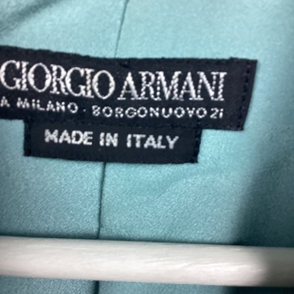 Vintage Giorgio Armani Green Silk Blazer 8 - Picture 6 of 15